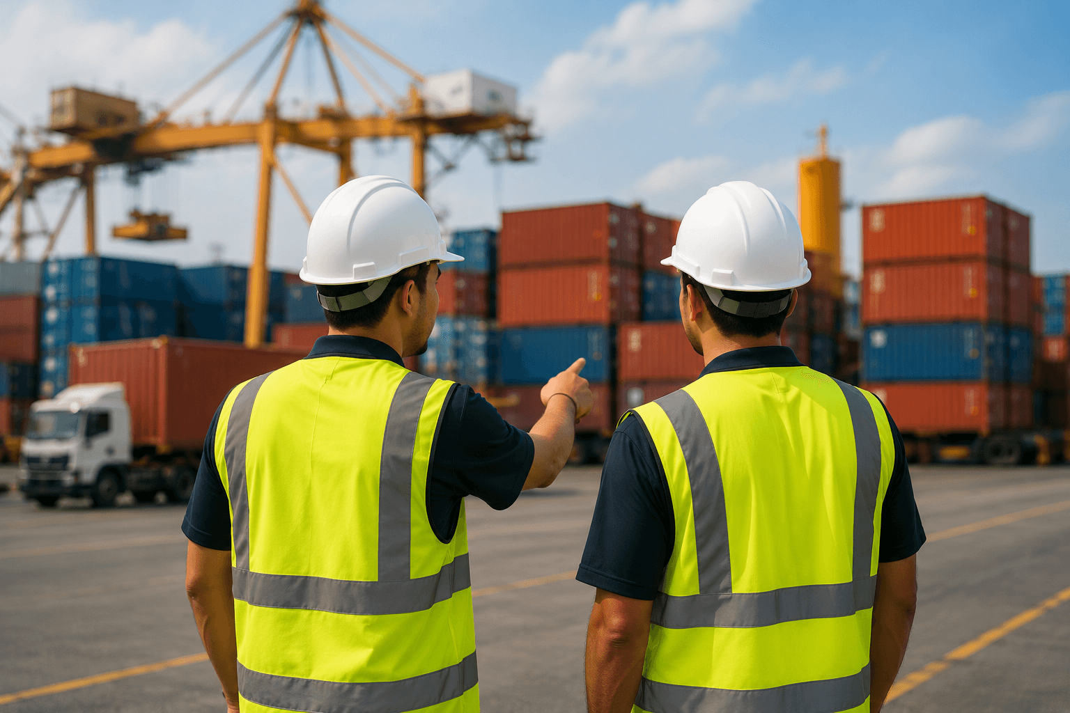 Logistics specialists at a container port